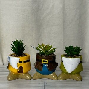 NWT Disney Snow White Dwarf Succulent Mini Planters: Happy, Bashful, and Sleepy